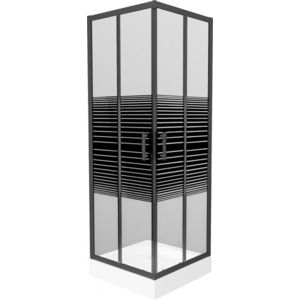 MEXEN/S - Rio sprchovací kút štvorec 70 x 70, pruhy, čierny + vanička Rio vrátane výpuste 860-070-070-70-20-4510 vyobraziť