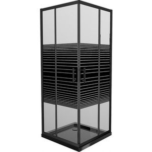 MEXEN/S - Rio sprchovací kút 70x70, pruhy, čierna + vanička so sifónom 860-070-070-70-20-4070B vyobraziť