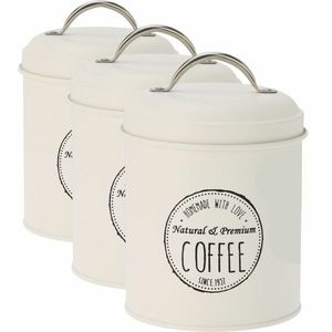 Excellent Houseware Súprava plechových dóz na potraviny 11 x 16 cm, 3 ks, krémová, S vyobraziť