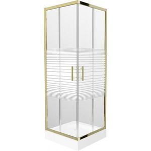 MEXEN/S - Rio sprchovací kút štvorec 70 x 70, pruhy, zlato + vanička Rio vrátane výpuste 860-070-070-50-20-4510 vyobraziť
