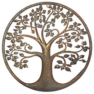 Kovová nástenná dekorácia Strom života sivo-zlatá, 39, 8 cm vyobraziť