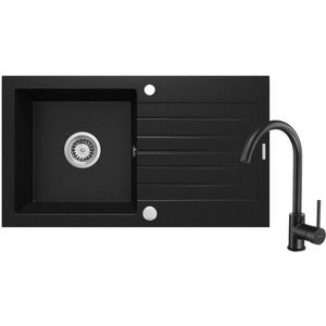 DEANTE DEANTE - Zorba čierna - Granitový drez vrátane batérie, 1 - bowl s odkvapkávačom ZQZVN113 vyobraziť