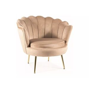 Designové křeslo Camellia samet béžové/zlaté vyobraziť
