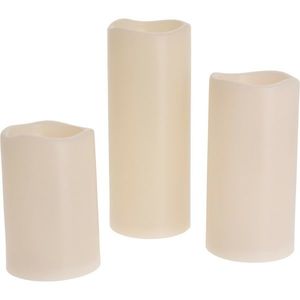 Súprava vonkajších LED blikajúcich sviečok, 3 ks, krémová vyobraziť