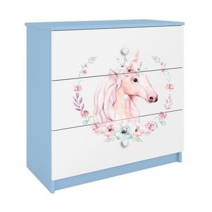 Dětská komoda BABYDREAMS Jednorožec modrá vyobraziť