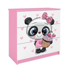 Dětská komoda BABYDREAMS Panda růžová vyobraziť