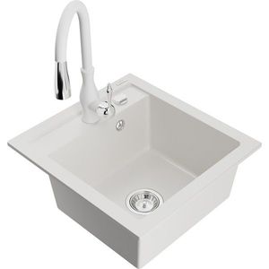MEXEN/S MEXEN/S - Vito granitový drez 1-miska vrátane batérie Savita, biela 6503-20-672601-20 vyobraziť