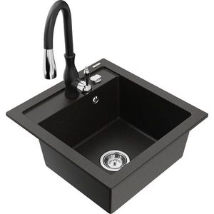 MEXEN/S MEXEN/S - Vito granitový drez 1-miska vrátane batérie Savita, čierna/zlatá metalik 6503-75-672601-70 vyobraziť
