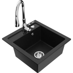 MEXEN/S MEXEN/S - Vito granitový drez 1-miska vrátane batérie Savita, čierna 6503-77-672601-00 vyobraziť