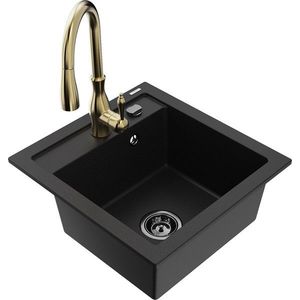 MEXEN/S MEXEN/S - Vito granitový drez 1-miska vrátane batérie Savita, čierna 6503-77-672601-50-B vyobraziť