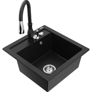 MEXEN/S MEXEN/S - Vito granitový drez 1-miska vrátane batérie Savita, čierna 6503-77-672601-70 vyobraziť