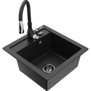 MEXEN/S MEXEN/S - Vito granitový drez 1-miska vrátane batérie Savita, čierna/srebrny metalik 6503-73-672601-70-B vyobraziť