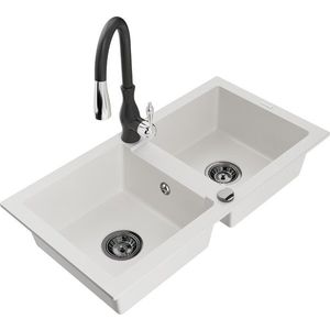 MEXEN/S MEXEN/S - Mario granitový drez 2-bowly vrátane batérie Savita, biela 6504-20-672601-70 vyobraziť