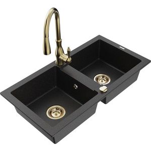 MEXEN/S MEXEN/S - Mario granitový drez 2-bowly vrátane batérie Savita, čierna/strieborná metalík 6504-73-672601-50 vyobraziť