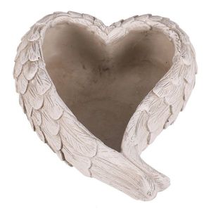 Obal na kvety pietny - srdce z krídiel, betónový, sivá vyobraziť