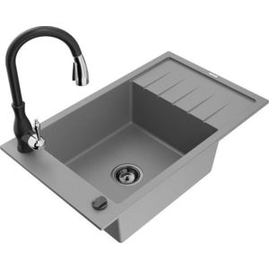 MEXEN/S MEXEN/S - Elias Elias granitový drez 1-miska s odkvapkávačom vrátane batérie Savita, šedá 6511-71-672601-70-B vyobraziť