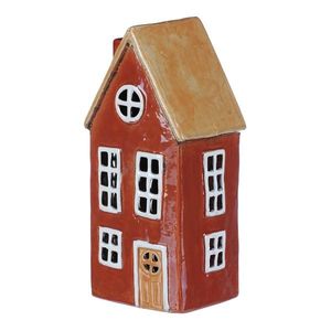 Svietnik Domček červená, keramika, 11 x 9 x 23 cm vyobraziť