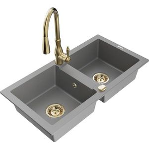 MEXEN/S MEXEN/S - Mario granitový drez 2-bowly vrátane batérie Savita, šedá 6504-71-672601-50 vyobraziť