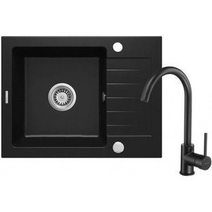 DEANTE DEANTE - Zorba čierna - Granitový drez vrátane batérie, 1 - bowl s odkvapkávačom ZQZAN11A vyobraziť