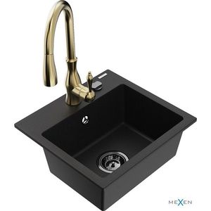 MEXEN/S MEXEN/S - Milo granitový drez 1-miska vrátane batérie Savita, čierna 6505-77-672601-50-B vyobraziť