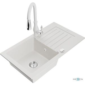MEXEN/S MEXEN/S - Pablo granitový drez 1 s odkvapkávačom vrátane batérie Savita, biela 6510-20-672601-20 vyobraziť