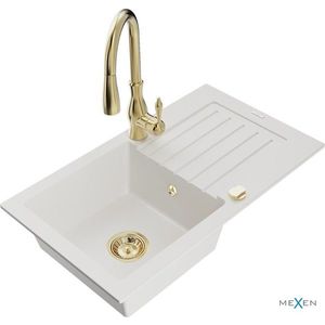 MEXEN/S MEXEN/S - Pablo granitový drez 1 s odkvapkávačom vrátane batérie Savita, biela 6510-20-672601-50 vyobraziť