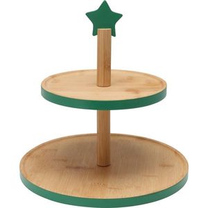 Bambusový etažér na cukroví 2 poschodia, zelená vyobraziť