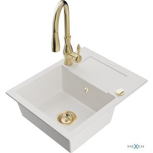 MEXEN/S MEXEN/S - Enzo granitový drez 1 s odkvapkávačom vrátane batérie Savita, biela 6506-20-672601-50 vyobraziť