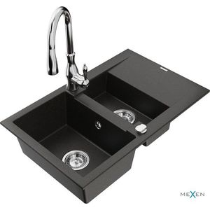 MEXEN/S MEXEN/S - Gaspar granitový drez 1.5 s odkvapkávačom vrátane batérie Savita, čierna/zlatá 6507-75-672601-00 vyobraziť