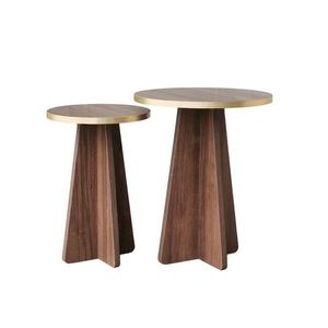 Súprava konferenčných stolíkov Mushroom Gold and Walnut, 2 ks vyobraziť