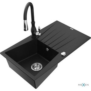 MEXEN/S MEXEN/S - Cesar granitový drez 1 s odkvapkávačom vrátane batérie Savita, čierna 6514-77-672601-70 vyobraziť
