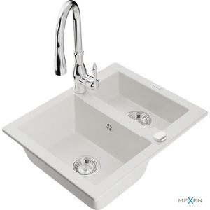 MEXEN/S MEXEN/S - Carlos granitový drez 1.5 vrátane batérie Savita, biela 6518-20-672601-00 vyobraziť