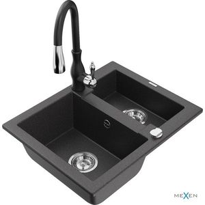 MEXEN/S MEXEN/S - Carlos granitový drez 1.5 vrátane batérie Savita, čierna kropenatá 6518-76-672601-70 vyobraziť