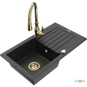 MEXEN/S MEXEN/S - Pablo granitový drez 1 s odkvapkávačom vrátane batérie Savita, čierna/strieborná metalík 6510-73-672601-50 vyobraziť