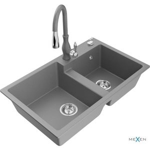 MEXEN/S MEXEN/S - Tomas granitový drez 2-bowl vrátane batérie Savita, šedá 6516-71-672601-71 vyobraziť