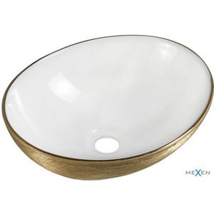 MEXEN - Elza umývadlo na dosku 40 x 33, biela/zlato dekor 21014017 vyobraziť