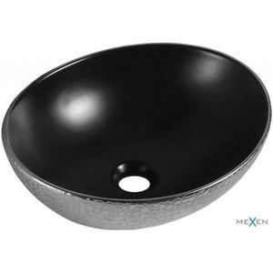 MEXEN - Elza umývadlo na dosku 40 x 33, čierna mat/strieborná dekor 21014022 vyobraziť