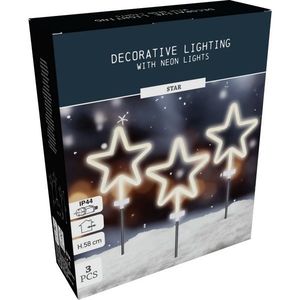 Vianočné LED vonkajšie osvetlenie Neónová hviezda, súprava 3 ks, v. 58 cm vyobraziť