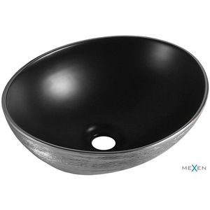 MEXEN - Elza umývadlo na dosku 40 x 33, čierna mat/strieborná dekor 21014023 vyobraziť