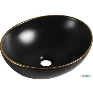 MEXEN - Elza umývadlo na dosku 40 x 33, čierna mat/zlatá hrana 1014025 vyobraziť