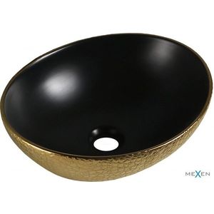 MEXEN - Elza umývadlo na dosku 40 x 33, čierna mat/zlato dekor 21014028 vyobraziť