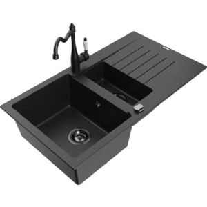 MEXEN/S MEXEN/S - Matias granitový drez 1.5 s odkvapkávačom vrátane batérie Carla, čierna/strieborná 6502-73-670700-70-B vyobraziť