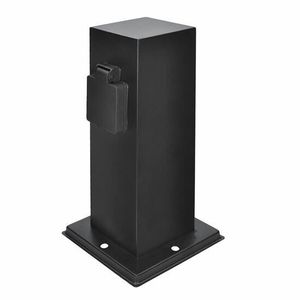 Solight PG11B Záhradný stĺpik IP44, nerezová oceľ, 2 zásuvky, hranol, čierna vyobraziť