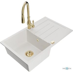 MEXEN/S MEXEN/S - Bruno granitový drez 1 s odkvapkávačom vrátane batérie Savita, biela 6513-20-672601-50 vyobraziť