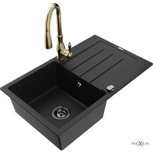 MEXEN/S MEXEN/S - Bruno granitový drez 1 s odkvapkávačom vrátane batérie Savita, čierna 6513-77-672601-50-B vyobraziť