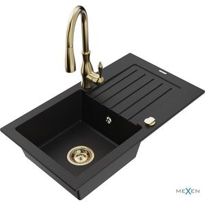MEXEN/S MEXEN/S - Pablo granitový drez 1 s odkvapkávačom vrátane batérie Savita, čierna 6510-77-672601-50 vyobraziť