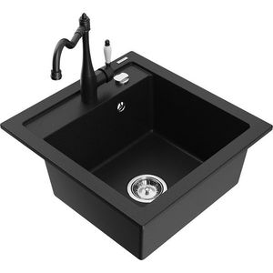 MEXEN/S MEXEN/S - Vito granitový drez 1-miska vrátane batérie Carla, čierna 6503-77-670700-70 vyobraziť
