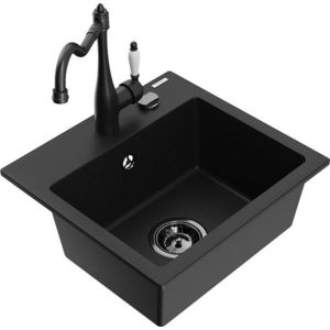 MEXEN/S MEXEN/S - Milo granitový drez 1-miska vrátane batérie Carla, čierna 6505-77-670700-70-B vyobraziť