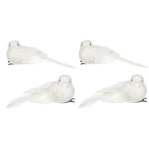 Súprava vtáčikov na klipe, biela, 4 ks vyobraziť