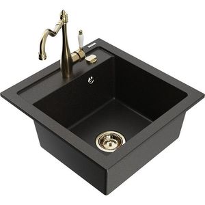 MEXEN/S MEXEN/S - Vito granitový drez 1-miska vrátane batérie Carla, čierna/zlatá metalik 6503-75-670700-50 vyobraziť